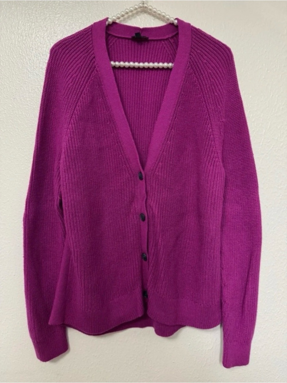 Talbots Magenta V-Neck Button Cardigan Size Large Petite
